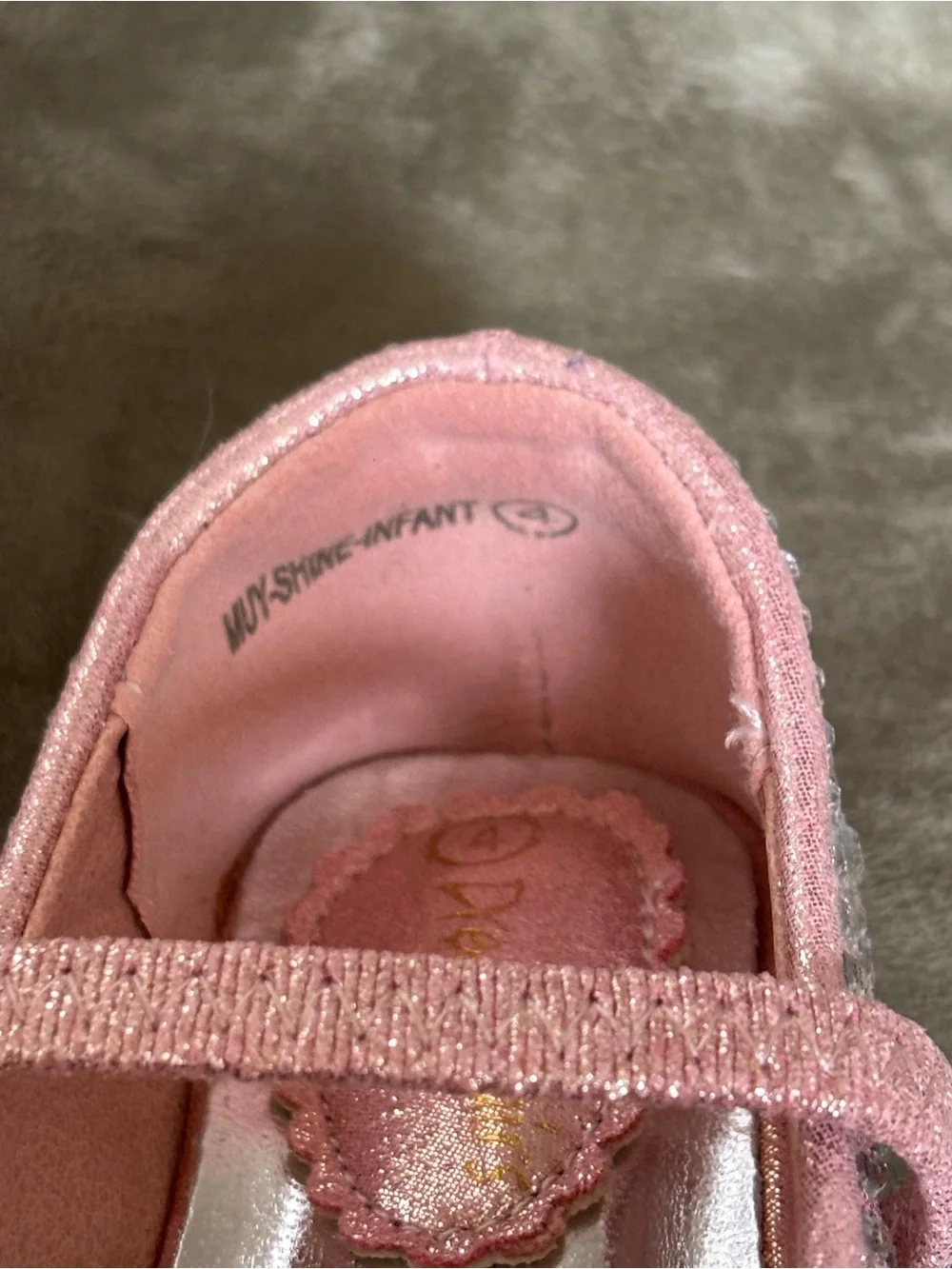 Dream Pairs Pink & Sparkling White Rhinestone Mary Jane Princess Flats Size 4T
